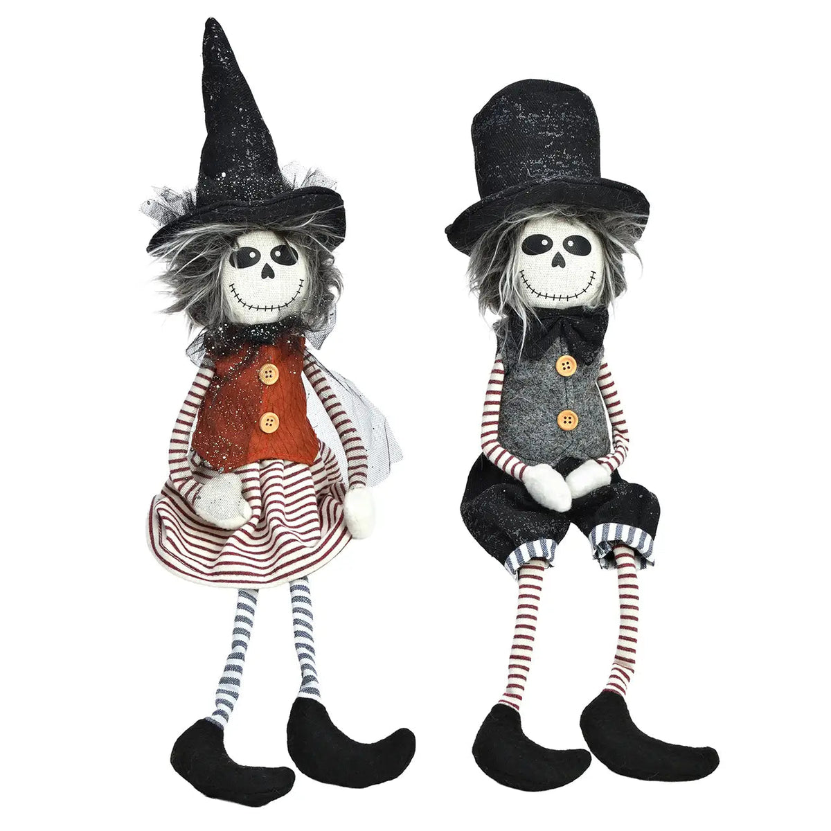 Spooky Skeleton Shelf Sitters Set of 2 stof 50x16x12 cm