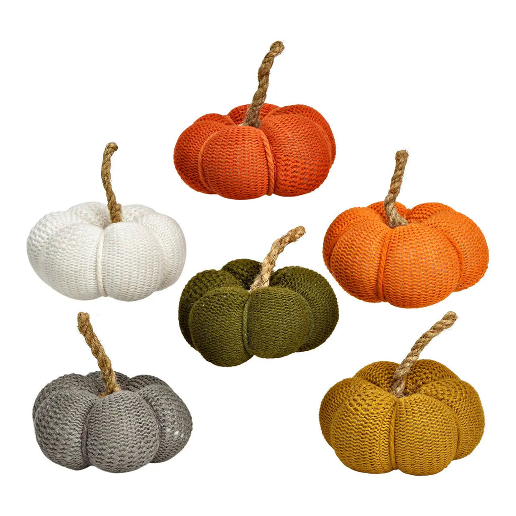 Gebreide pompoenen set in 6 kleuren