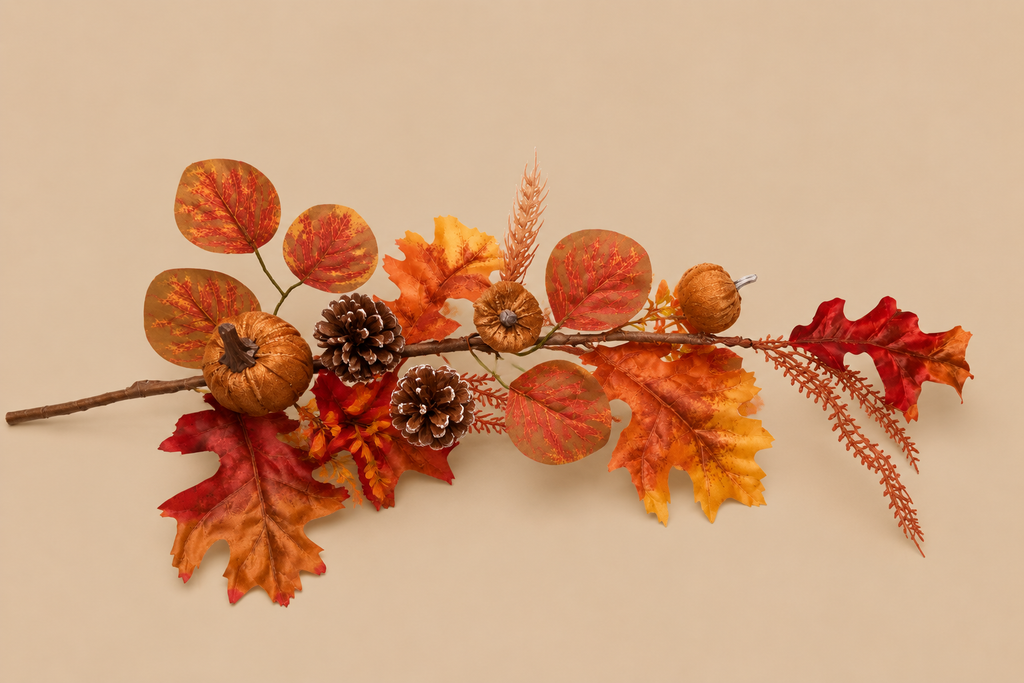 Herfsttak in bruine vaas als woondecoratie