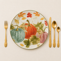 Dinerbord Sweet Autumn 28 cm met pompoen en herfstbladeren design